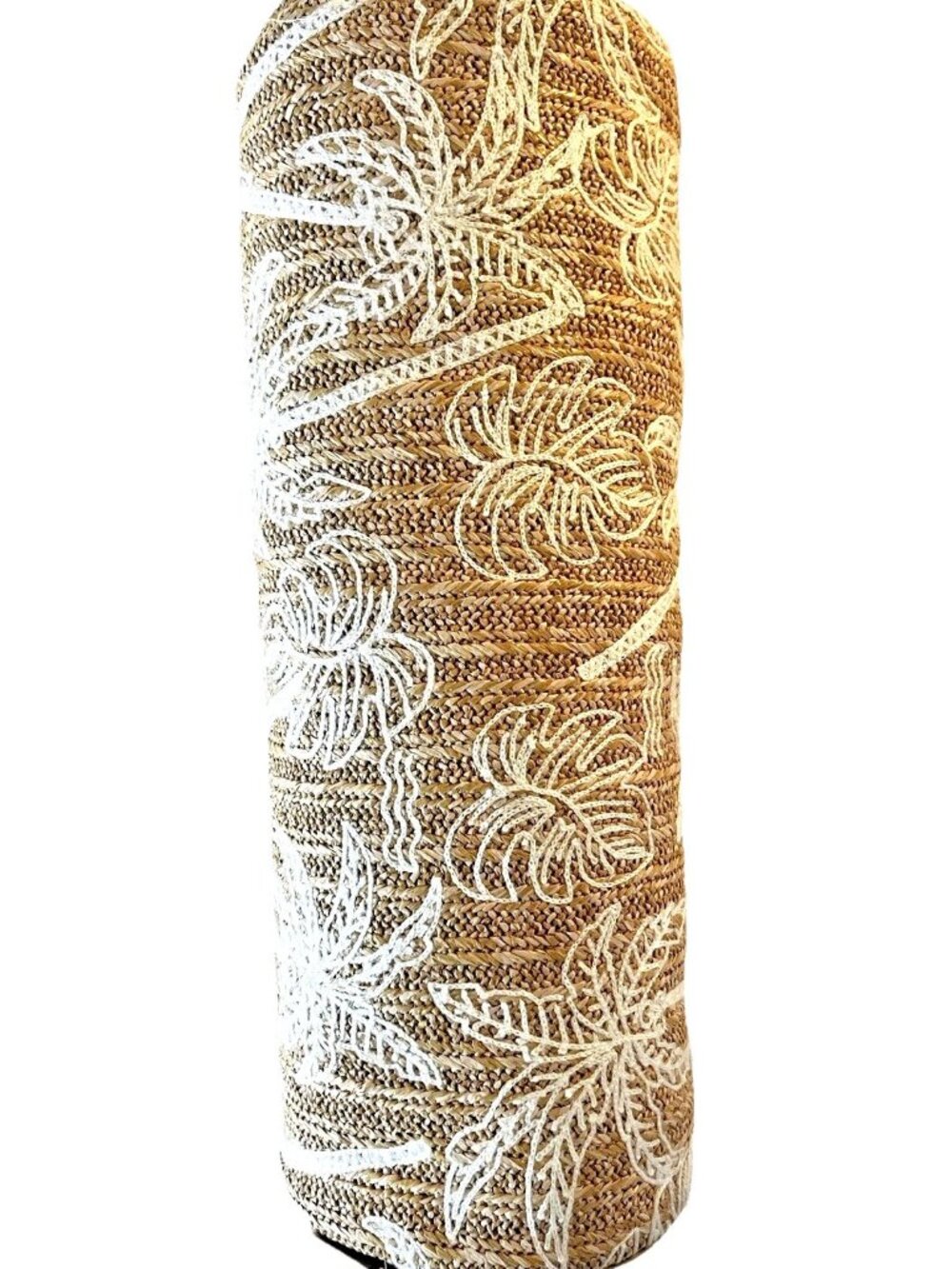 Outdoor Bolster Simulated Straw Weaving Palm Tree 20”L X 7”D Tan White SUNGLOW